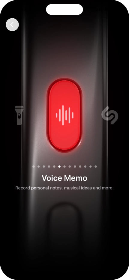 Slide your finger right or left on the screen to select the required function.