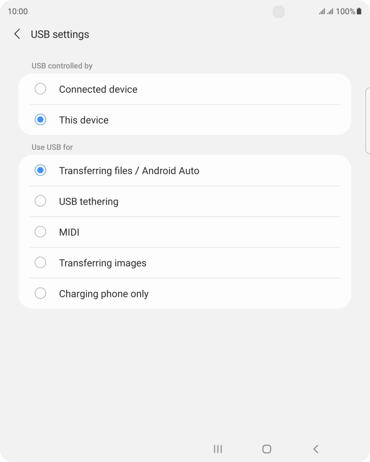 Press Transferring files / Android Auto.