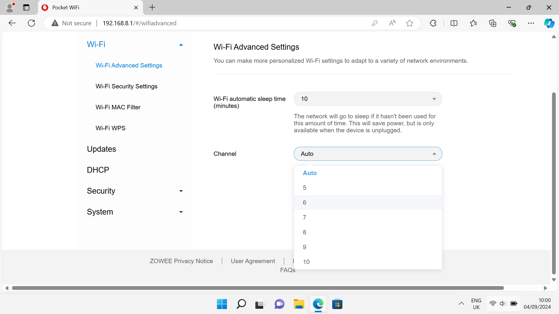 Click the required channel.