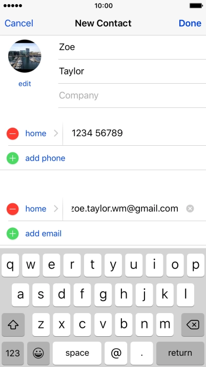 Press the field next to the email address.