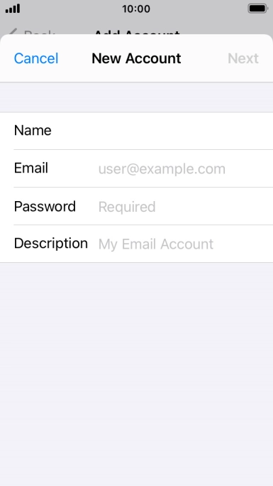 Press Email and key in your email address.