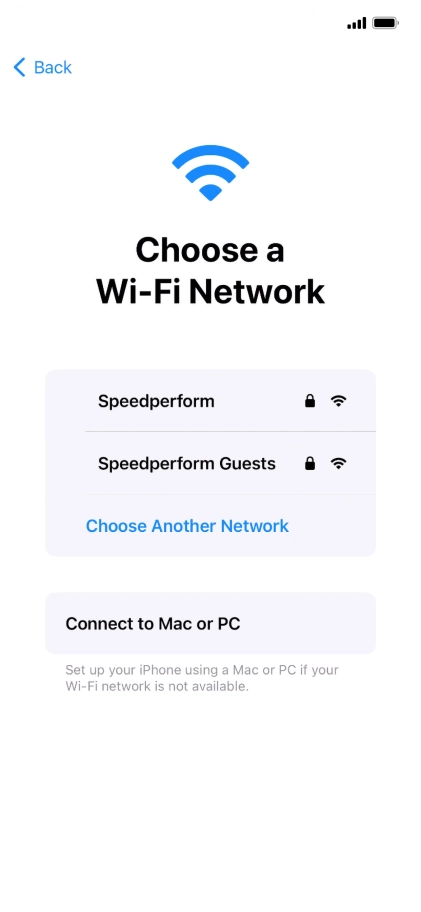 Press the required Wi-Fi network.