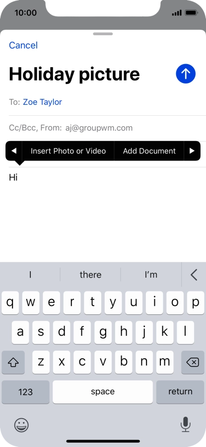 Press Insert Photo or Video and follow the instructions on the screen to attach a picture or a video clip.