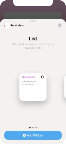 Slide your finger right or left on the screen to select the required widget size.