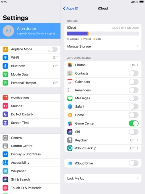 Press iCloud Backup.