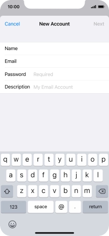 Press Password and key in the password for your email account.