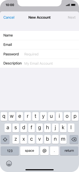 Press Password and key in the password for your email account.