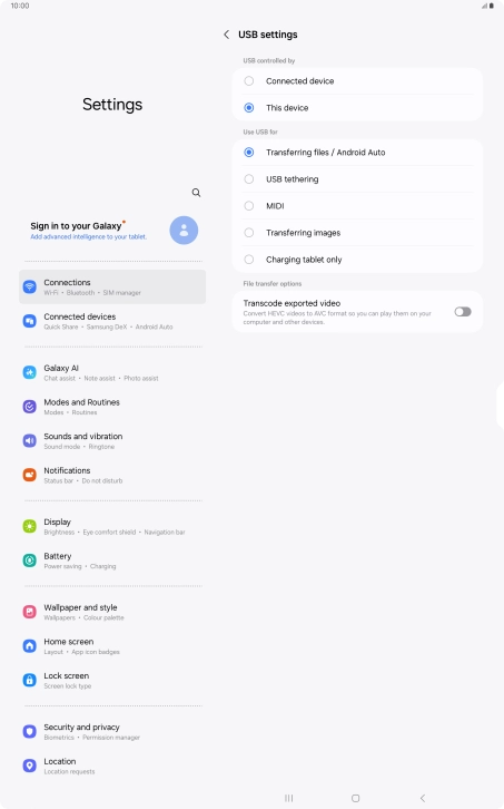 Press Transferring files / Android Auto.