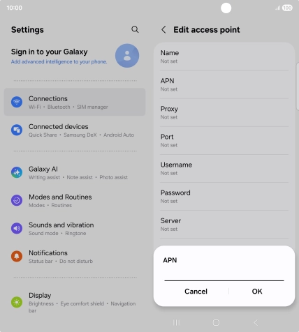 Key in live.vodafone.com and press OK.