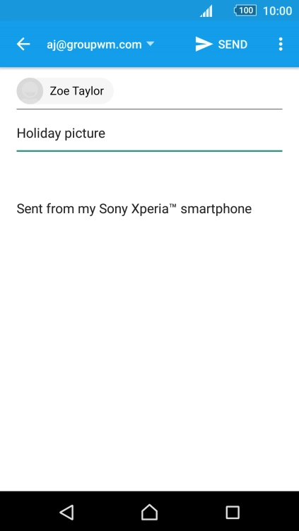 Press the text input field and write the text for your email message.