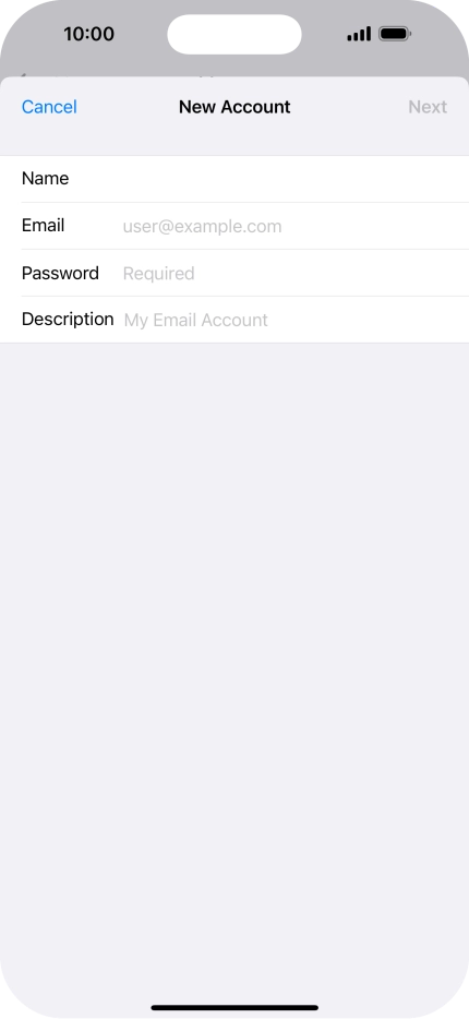 Press Email and key in your email address.
