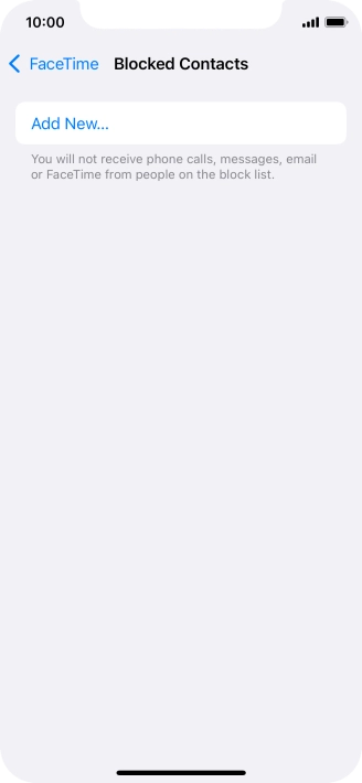 Press Add New... and follow the instructions on the screen to block a contact.