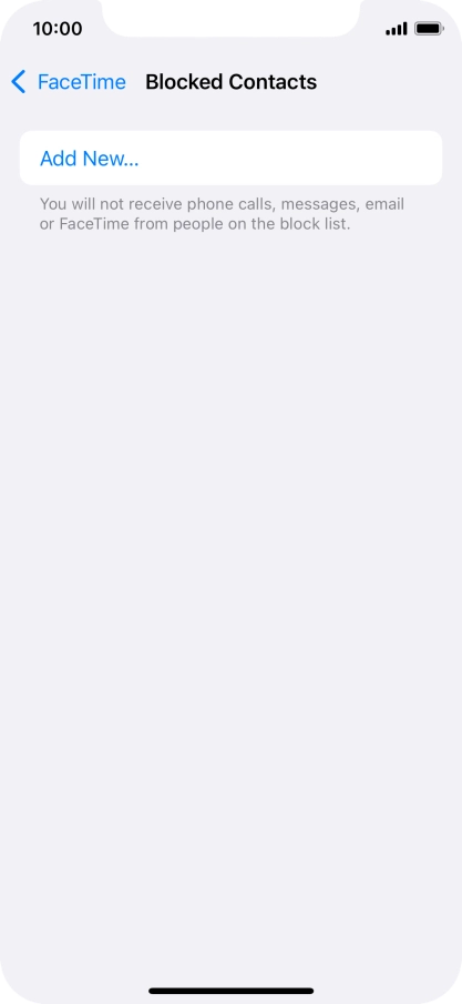Press Add New... and follow the instructions on the screen to block a contact.