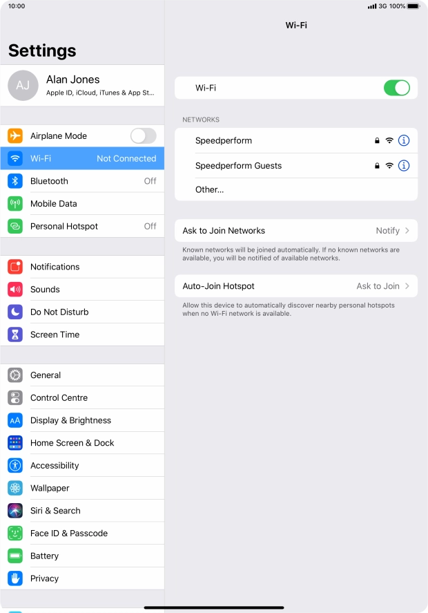 Press the required Wi-Fi network and key in the password for the Wi-Fi network.
