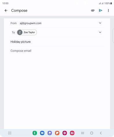 Press the text input field and write the text for your email message.