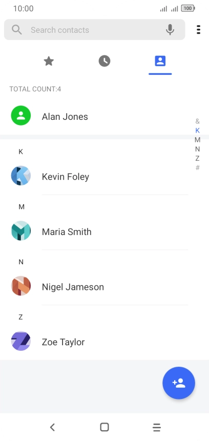 Press the new contact icon.