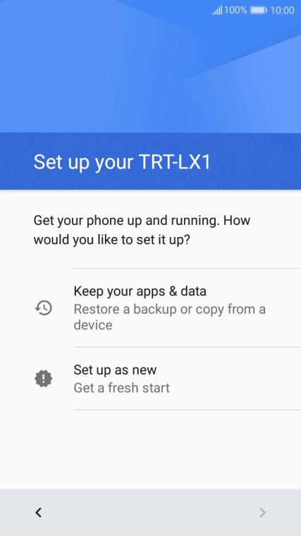 You can transfer the contents of another phone to your phone when it's activated for the first time and after a factory reset. When this screen is displayed, your phone is ready to transfer contents from another phone.