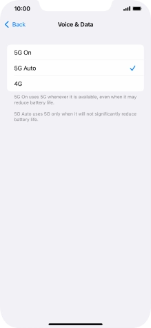 To turn on use of 5G primarily, press 5G On.