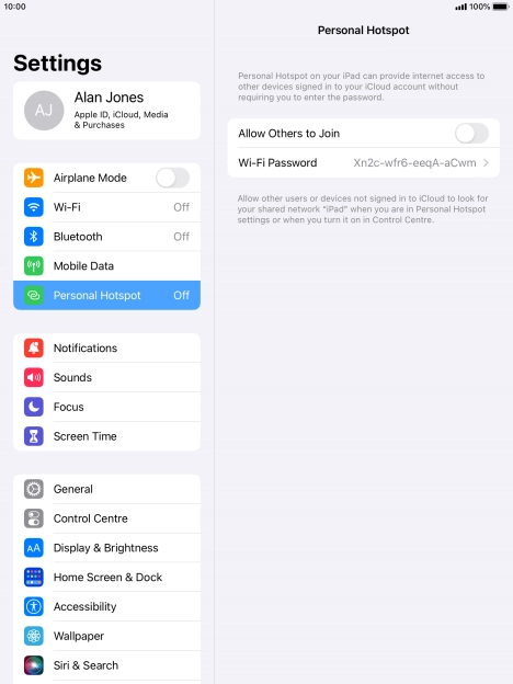 Press Wi-Fi Password and key in the required password.