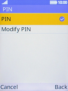 Select PIN to turn the function on or off.