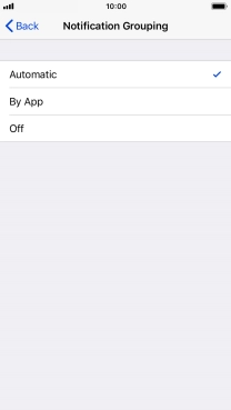 Press the required setting.