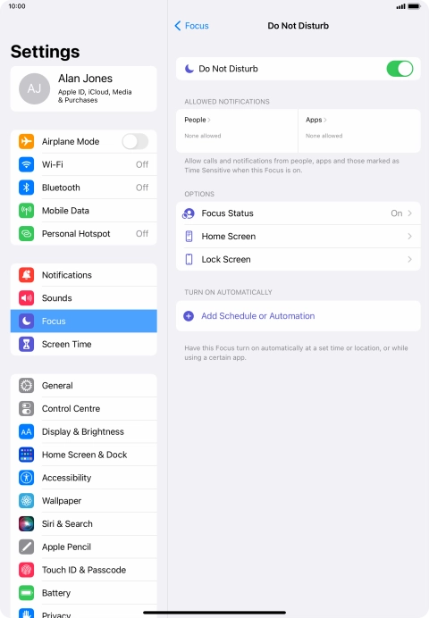 Press People and follow the instructions on the screen to select which contacts you would like to receive calls and notifications from when Do Not Disturb is turned on.
