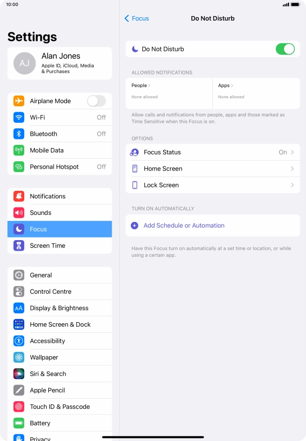Press People and follow the instructions on the screen to select which contacts you would like to receive calls and notifications from when Do Not Disturb is turned on.