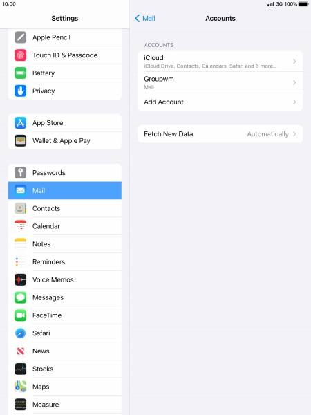 Press the name of the email account you've just set up.