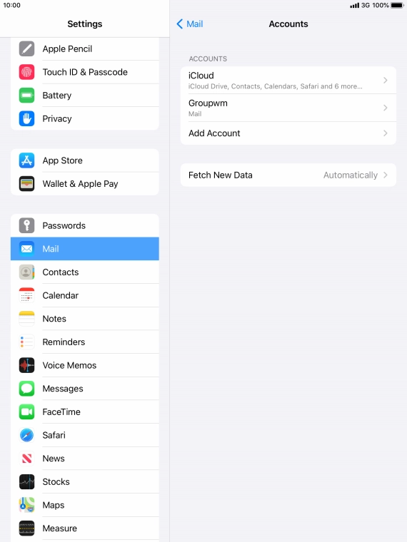 Press the name of the email account you've just set up.