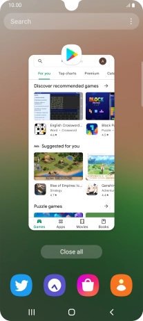 To end one running application, slide your finger upwards on the required application.