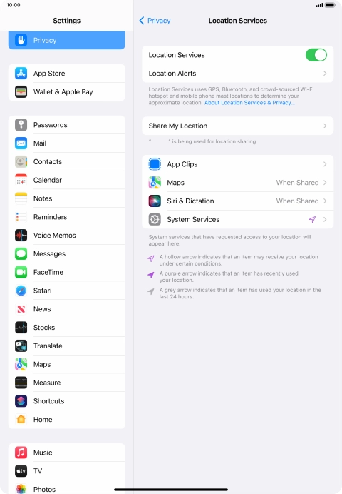 Press the required application.