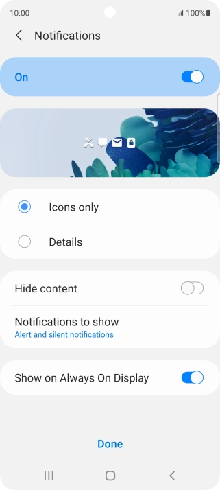 Press the required settings to turn them on or off.