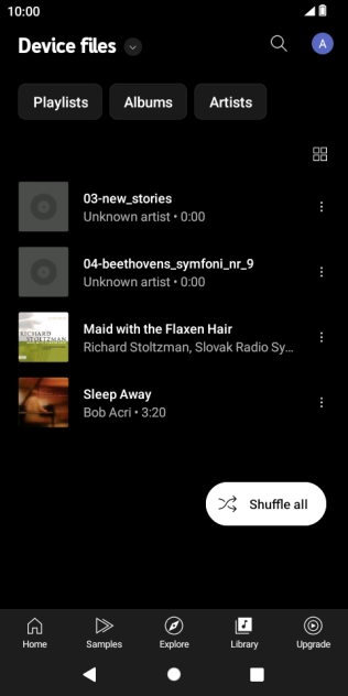 Press the required audio file.