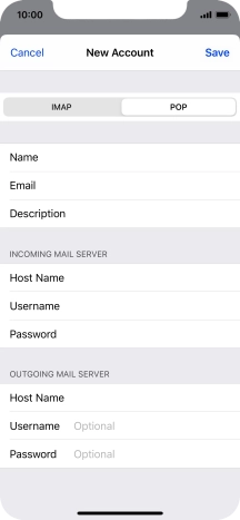 Press Username and key in the username for your email account. Please note that if you're using Vodafone's outgoing server, leave the username field empty.