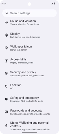 Press Security and privacy.