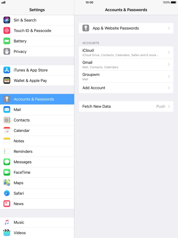 Press the required account.