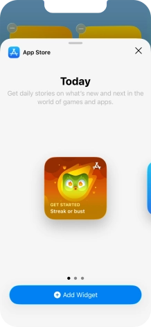 Slide your finger right or left on the screen to select the required widget size.
