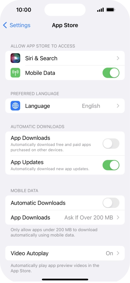 Press the indicators next to the required content types to turn the function on or off.