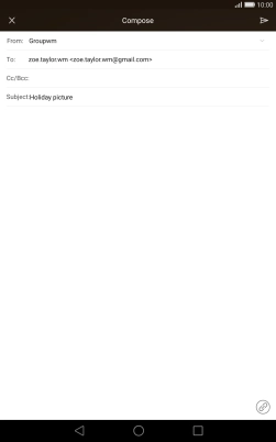 Press the text input field and write the text for your email message.