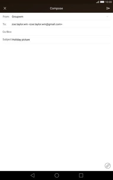 Press the text input field and write the text for your email message.