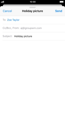 Press the text input field and write the text for your email message.