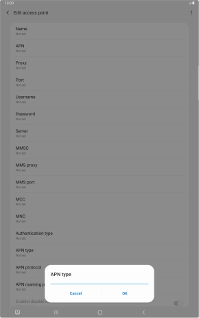 Key in default and press OK.