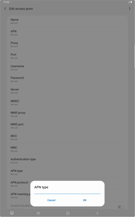 Key in default and press OK.