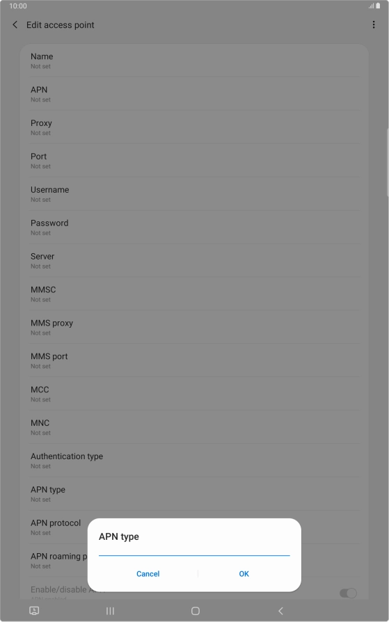 Key in default and press OK.