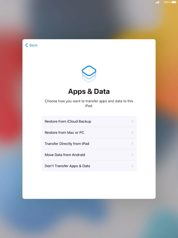 Press Don't Transfer Apps & Data and follow the instructions on the screen to finish the activation.