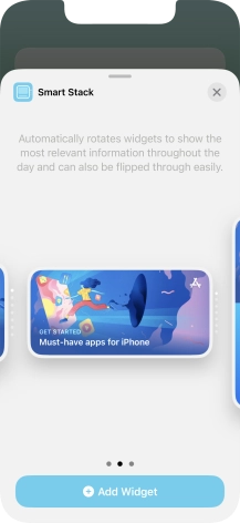 Slide your finger right or left on the screen to select the required widget size.