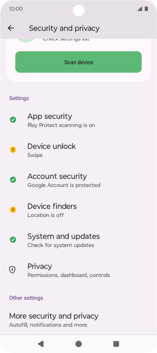 Press More security and privacy.