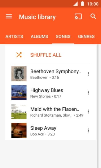 Press the required audio file.