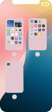 Press the fields below the required home screen pages to select or deselect them.