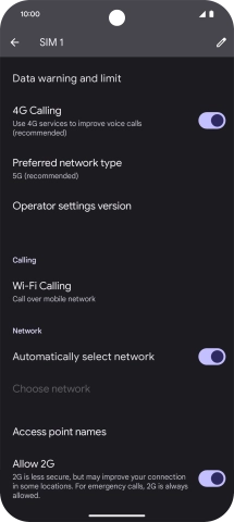 Press Preferred network type.